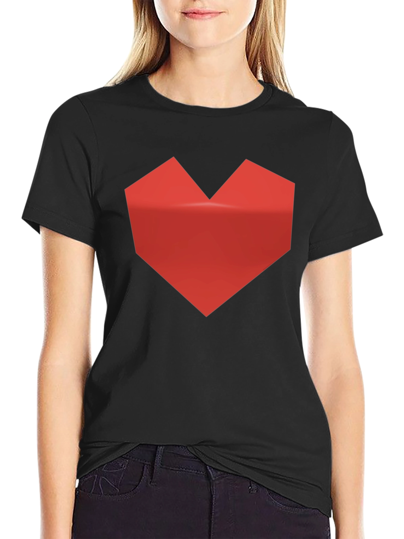 Geometric Heart Graphic Tee - Modern Style