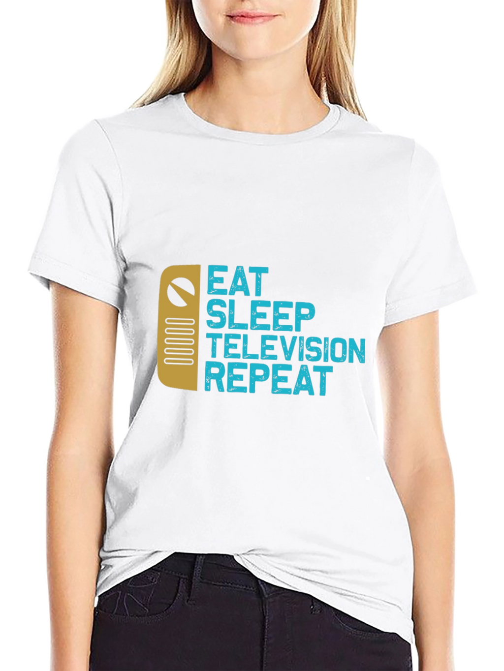 Eat Sleep Television Repeat Black T-Shirt