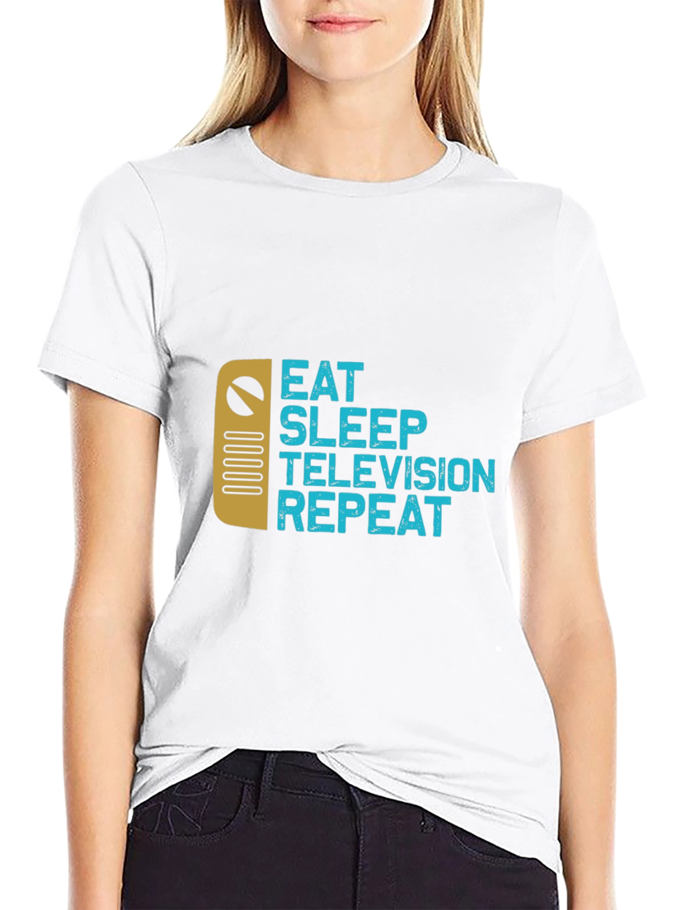 Eat Sleep Television Repeat Black T-Shirt