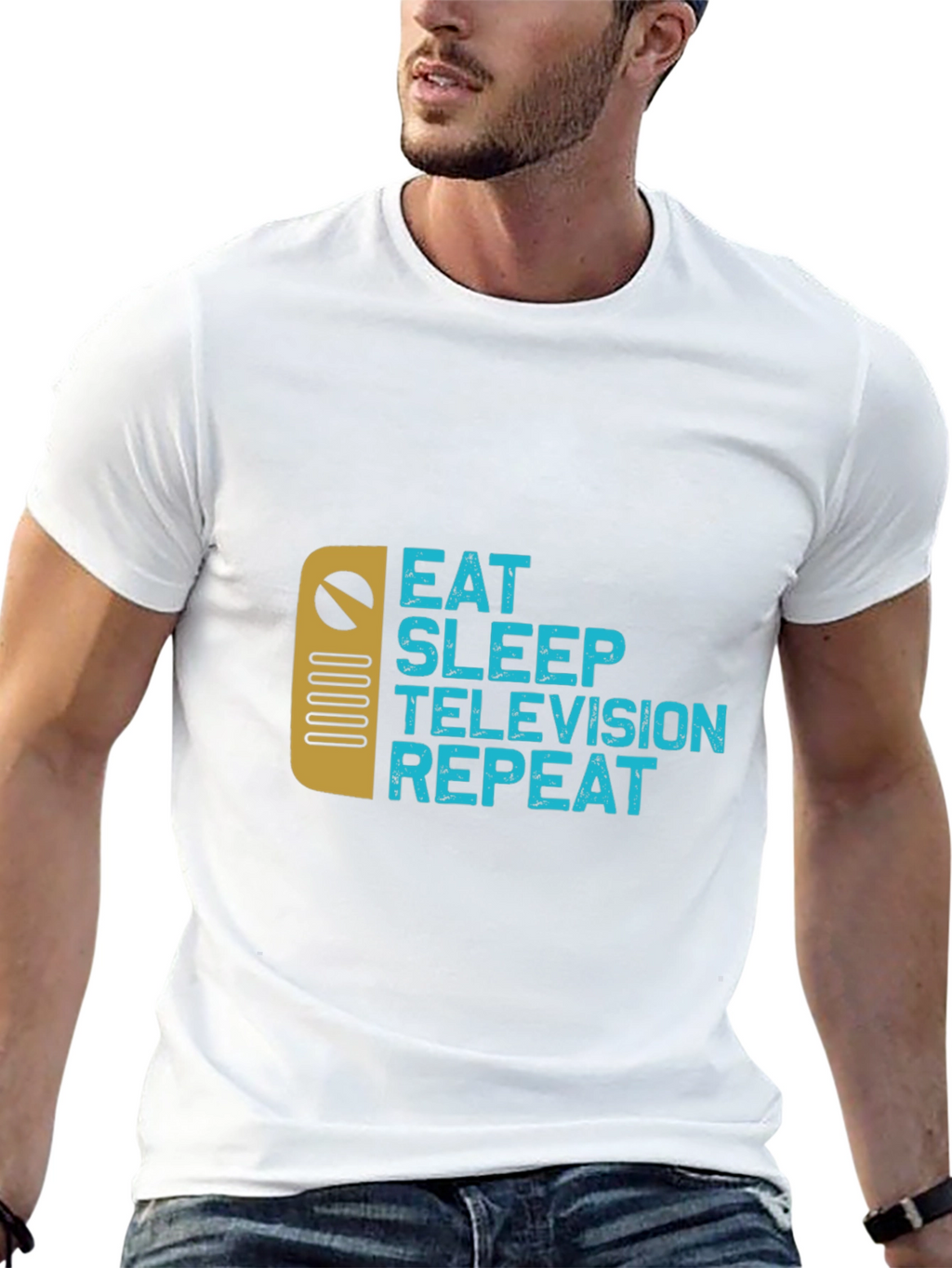 Eat Sleep Television Repeat Black T-Shirt