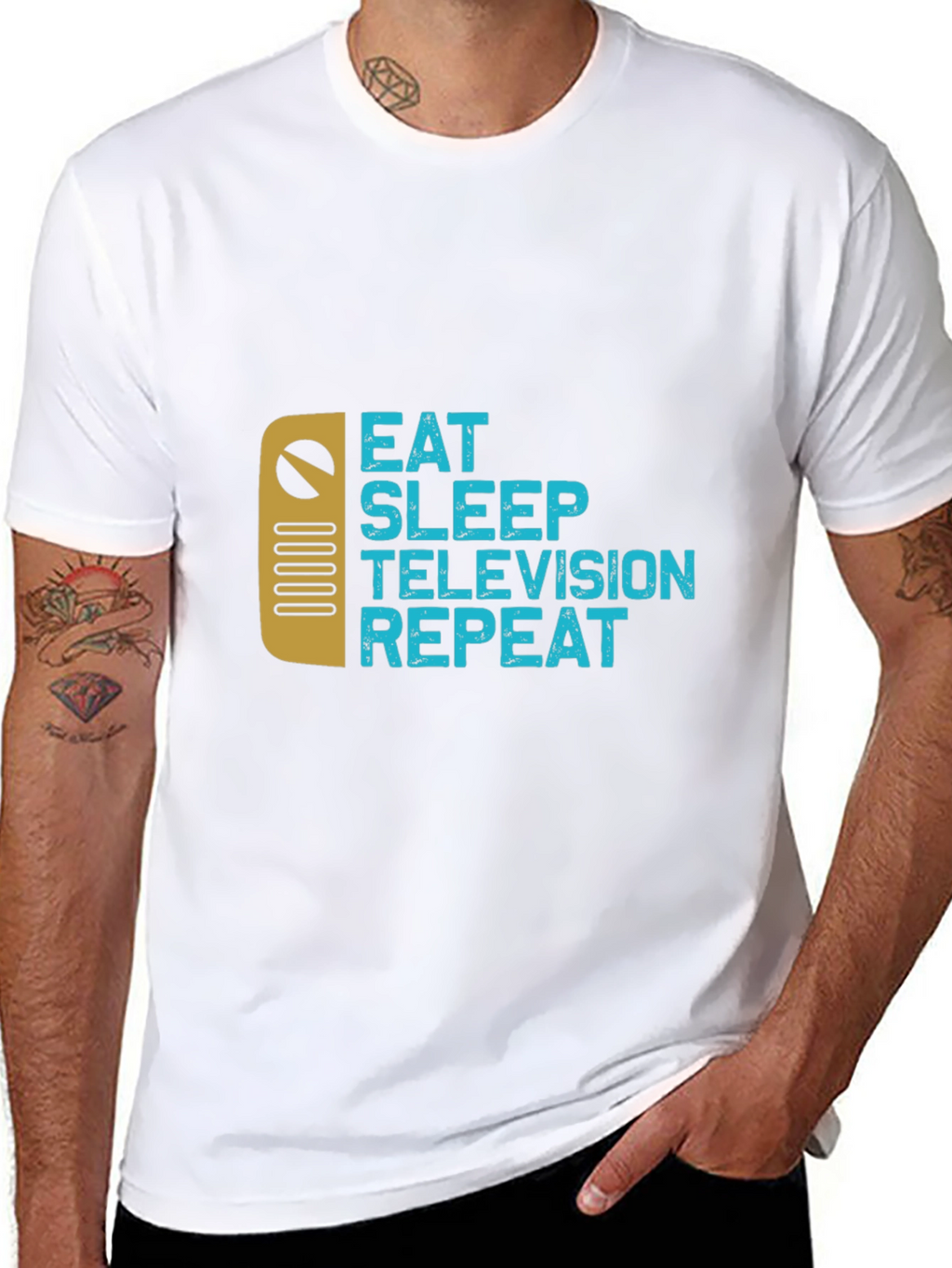 Eat Sleep Television Repeat Black T-Shirt