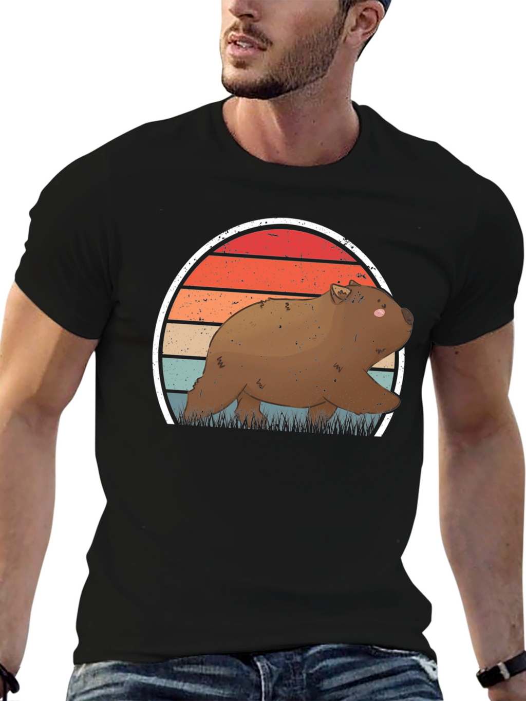 Wombat Sunset T-Shirt - Retro Wildlife Tee