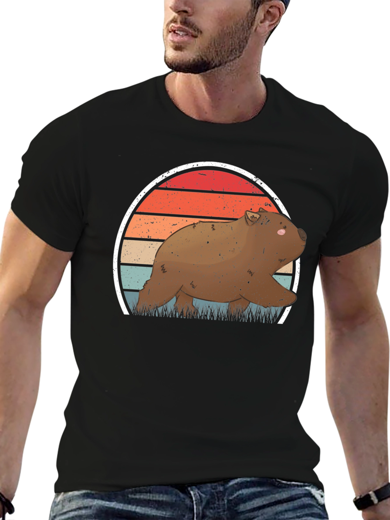 Wombat Sunset T-Shirt - Retro Wildlife Tee
