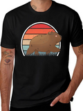 Wombat Sunset T-Shirt - Retro Wildlife Tee