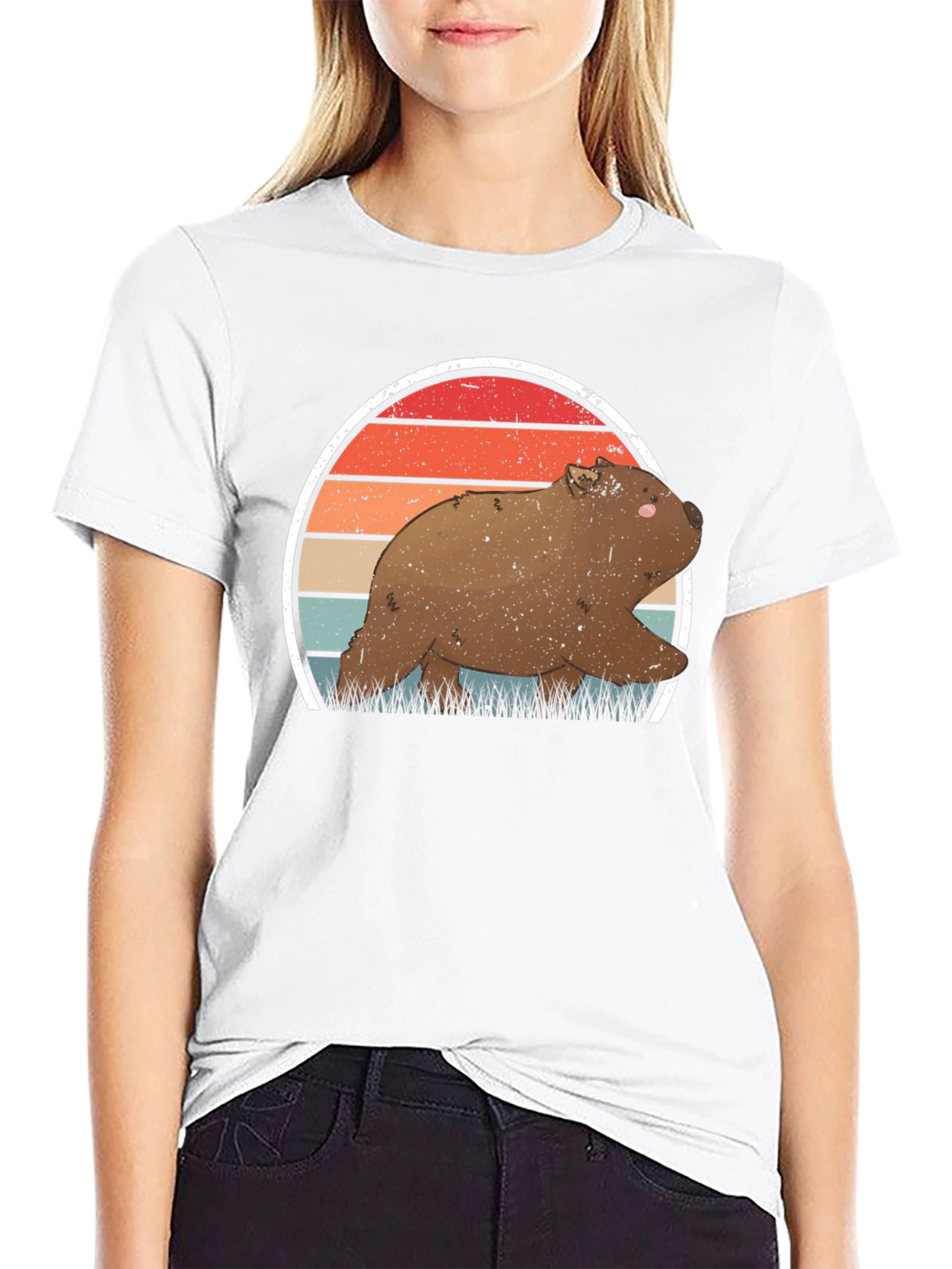 Wombat Sunset T-Shirt - Retro Wildlife Tee
