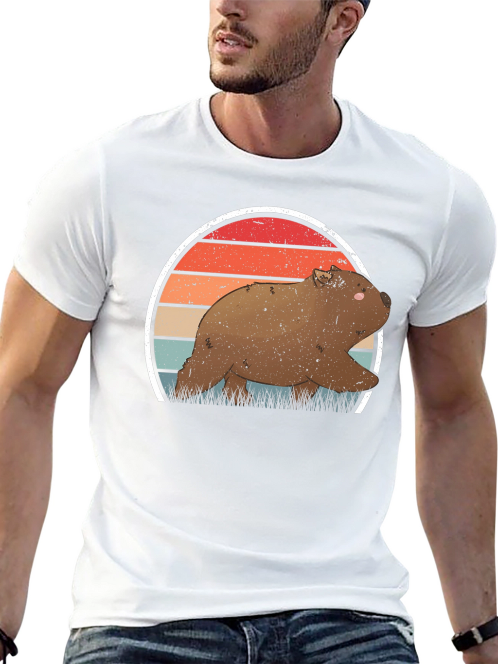 Wombat Sunset T-Shirt - Retro Wildlife Tee