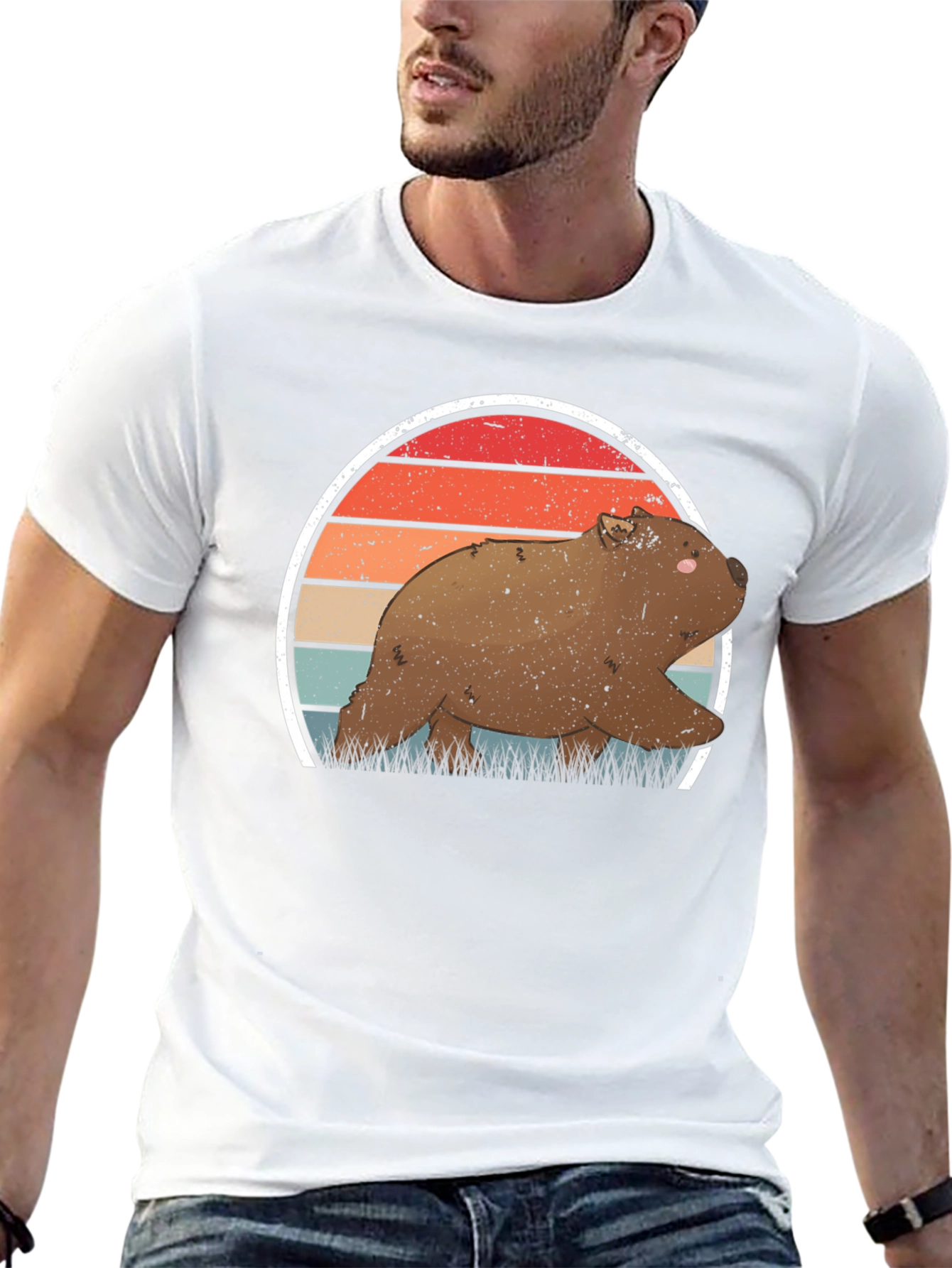 Wombat Sunset T-Shirt - Retro Wildlife Tee
