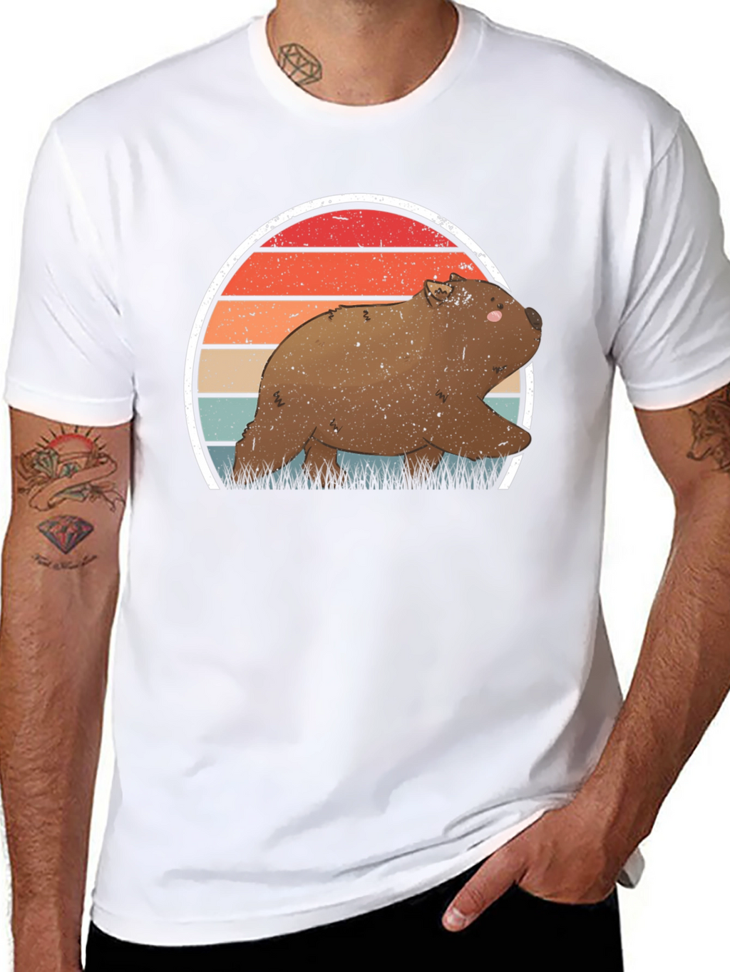 Wombat Sunset T-Shirt - Retro Wildlife Tee