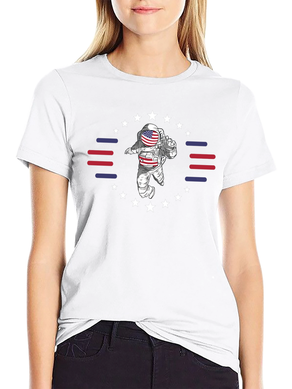 Patriotic Astronaut Graphic T-Shirt