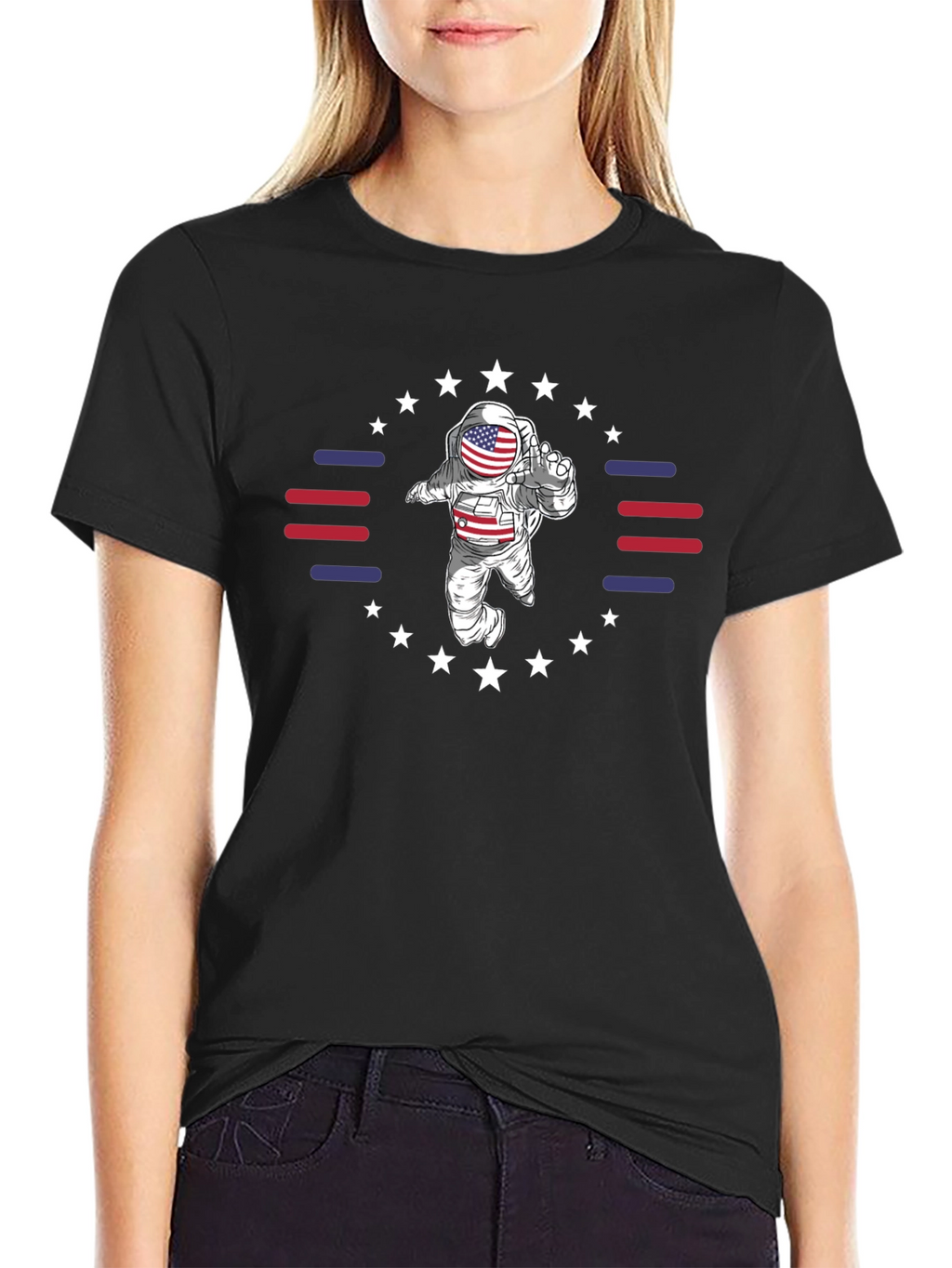Patriotic Astronaut Graphic T-Shirt