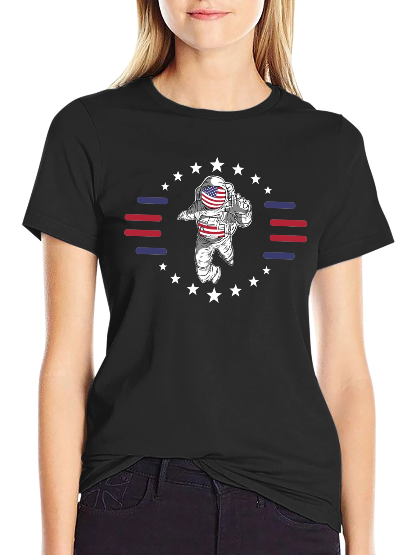 Patriotic Astronaut Graphic T-Shirt