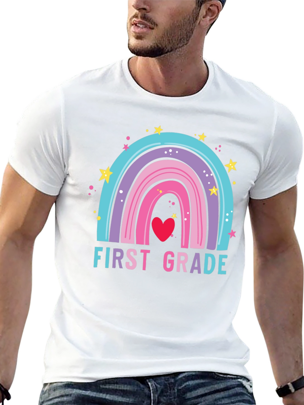 First Grade Rainbow Heart T-Shirt