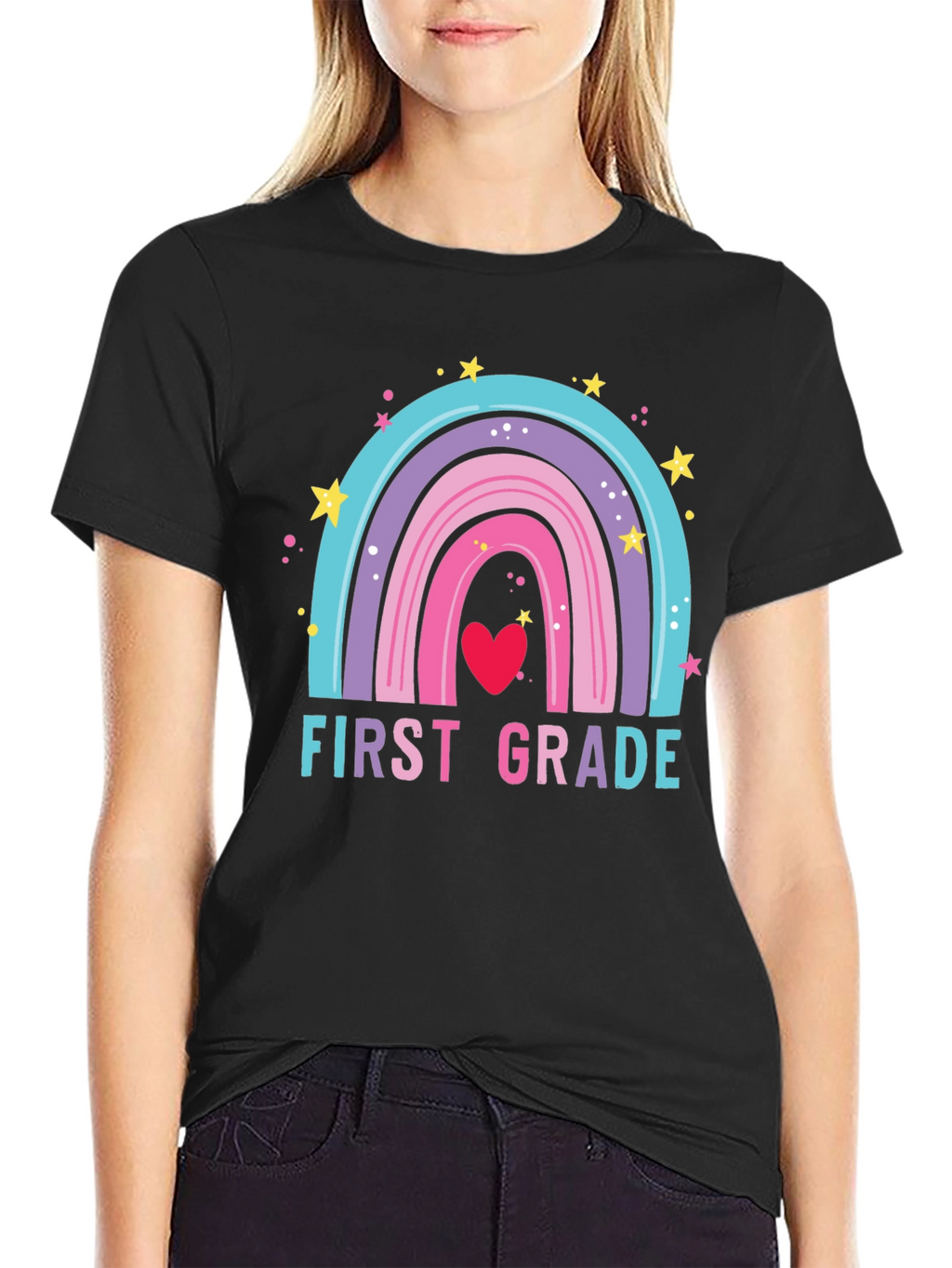 First Grade Rainbow Heart T-Shirt