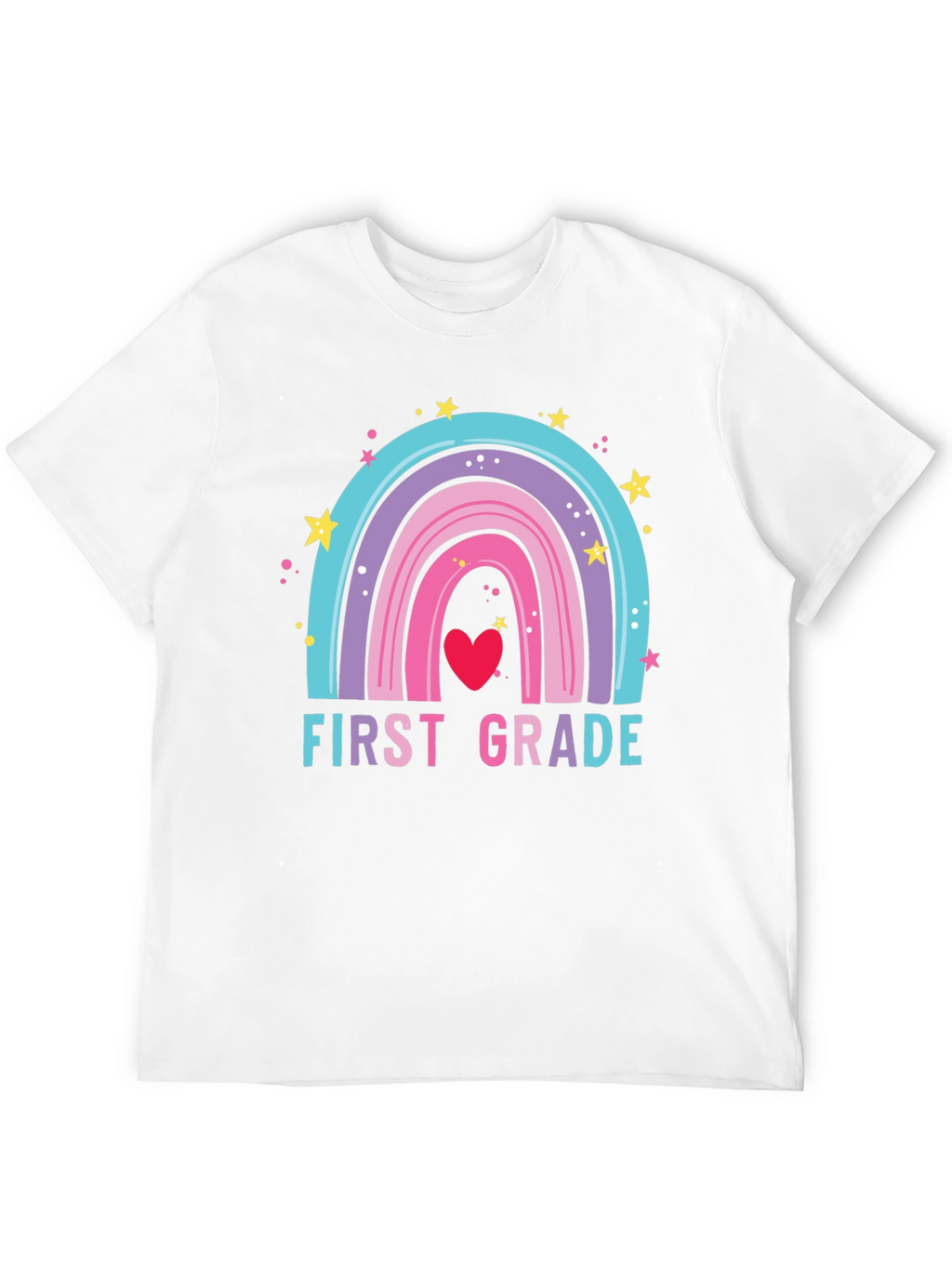 First Grade Rainbow Heart T-Shirt