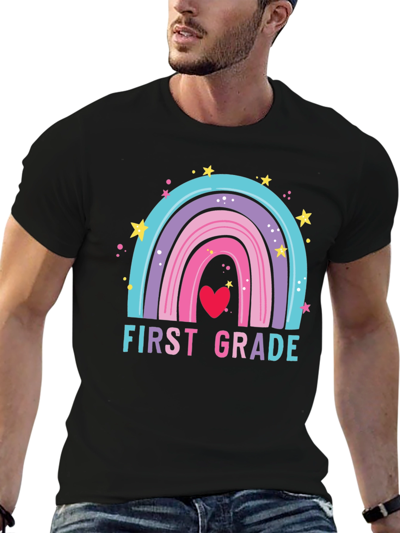 First Grade Rainbow Heart T-Shirt