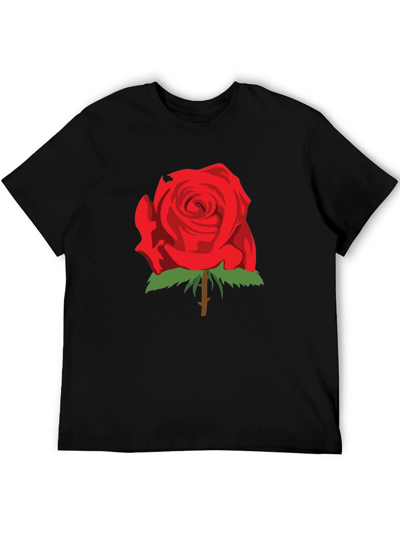 Red Rose Graphic T-Shirt - Stylish Black Tee