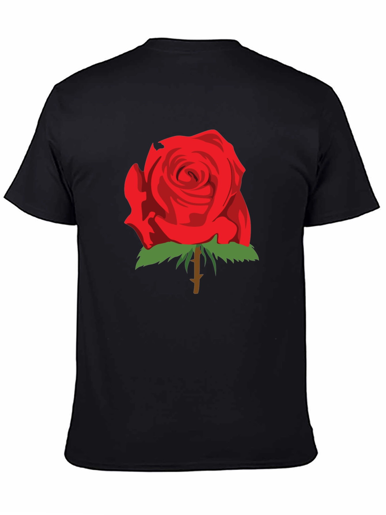 Red Rose Graphic T-Shirt - Stylish Black Tee