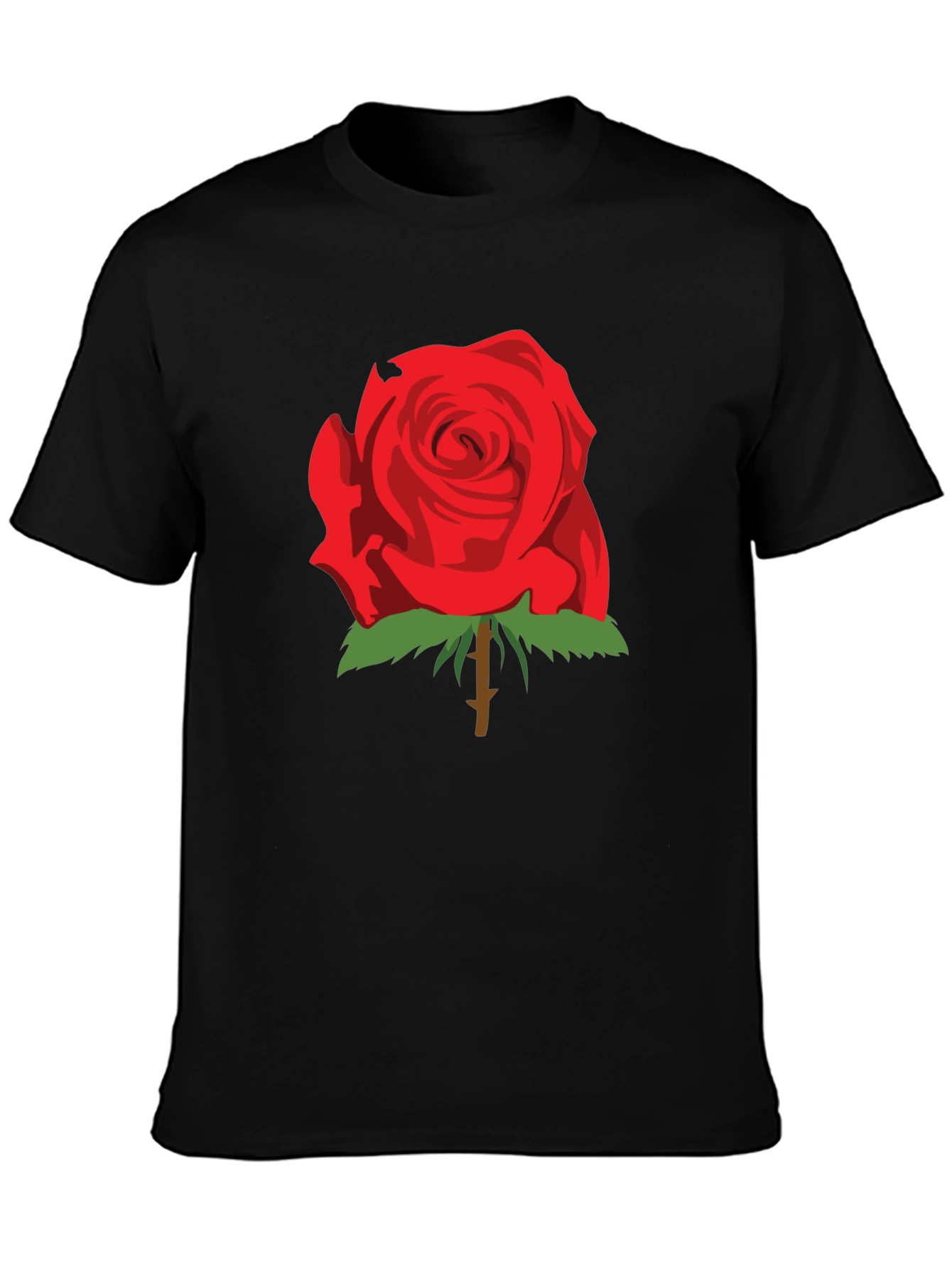 Red Rose Graphic T-Shirt - Stylish Black Tee