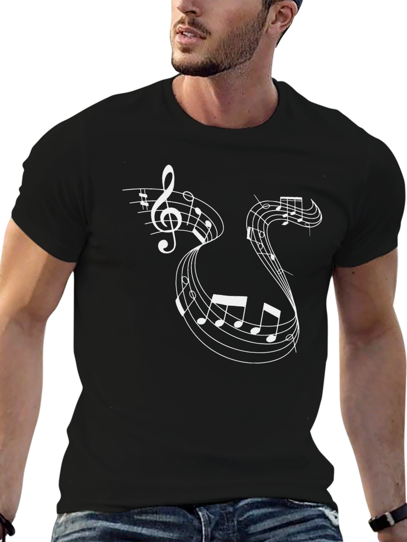 Musical Note Graphic Print Mens T-Shirt