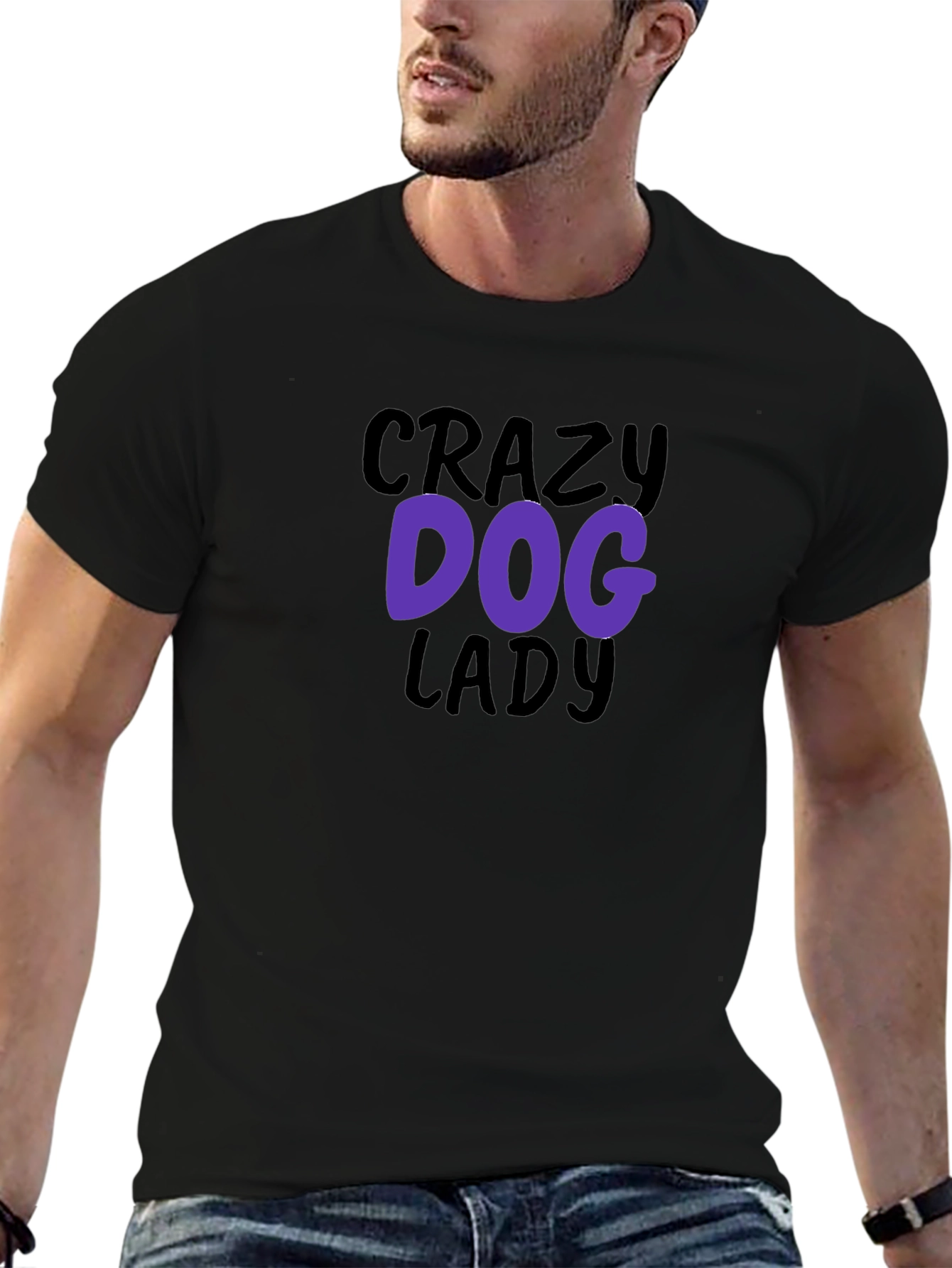 Crazy Dog Lady Graphic T-Shirt - Black