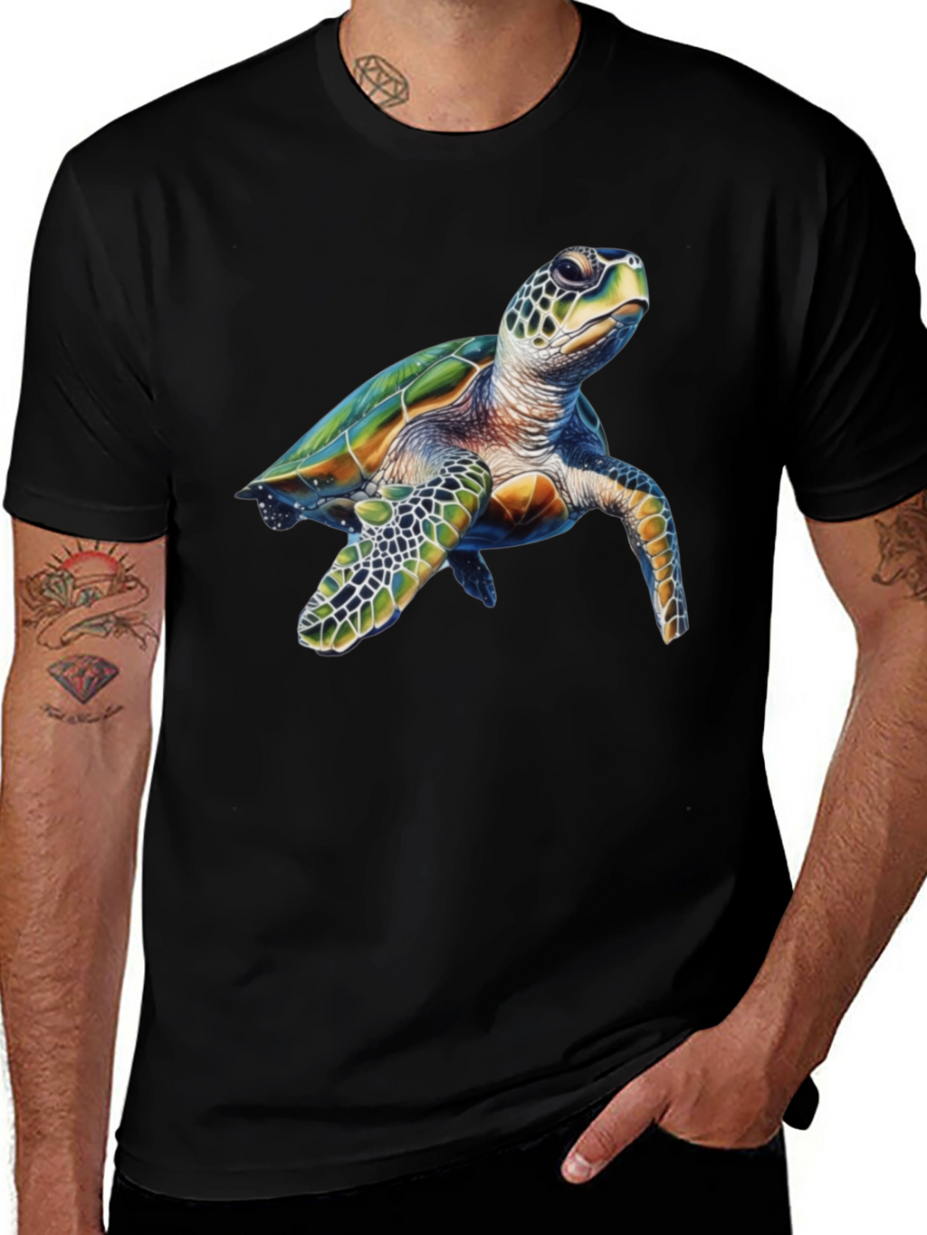 Sea Turtle Graphic Black T-Shirt