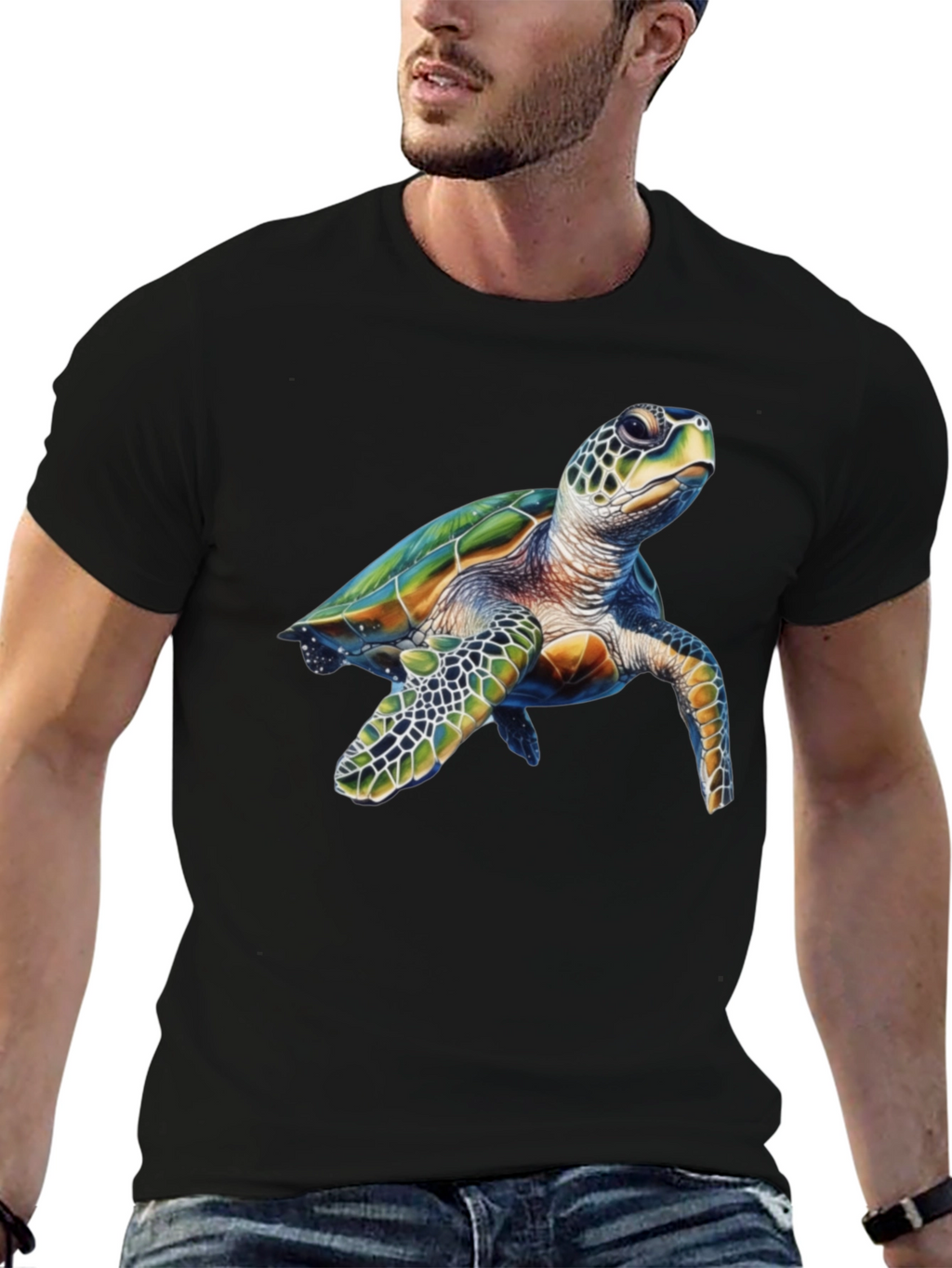 Sea Turtle Graphic Black T-Shirt