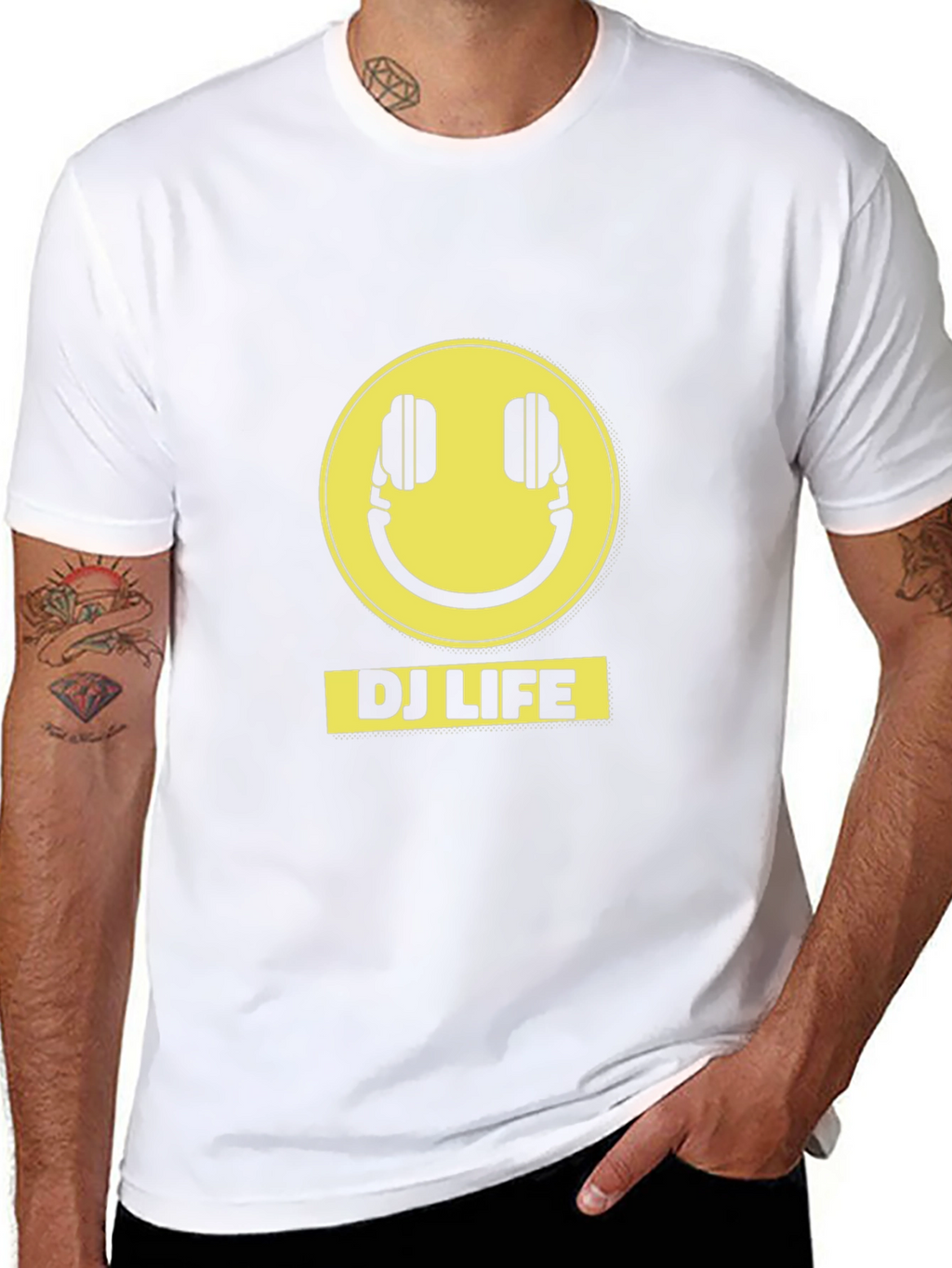 DJ Life Black T-Shirt with Yellow Graphic