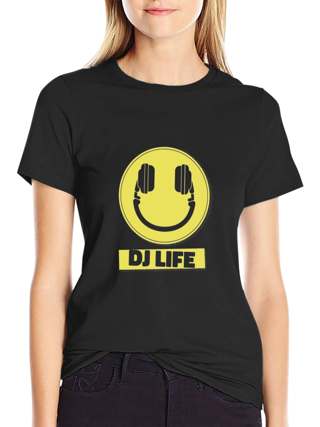 DJ Life Black T-Shirt with Yellow Graphic