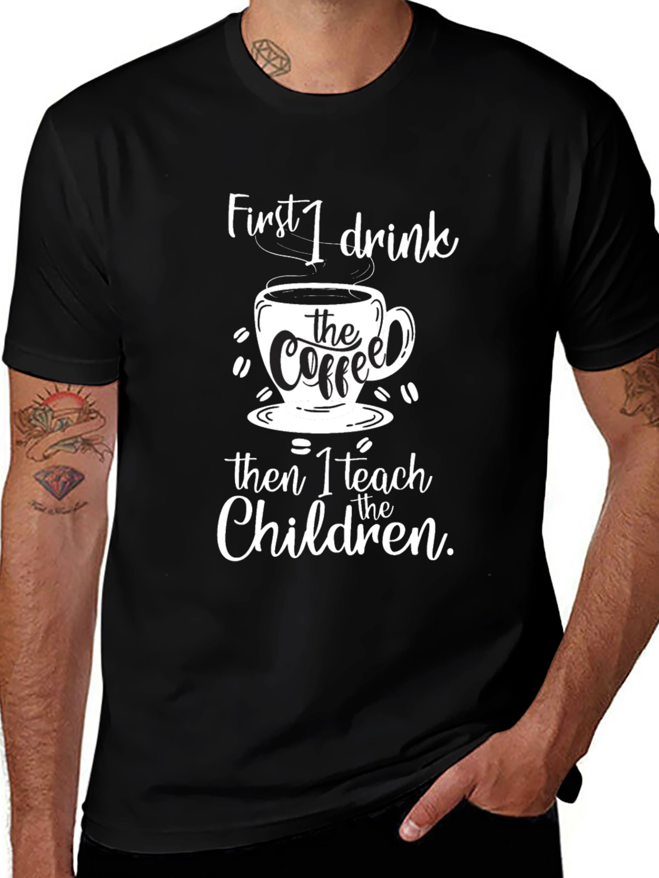 Coffee & Teach T-Shirt - Black Graphic Tee