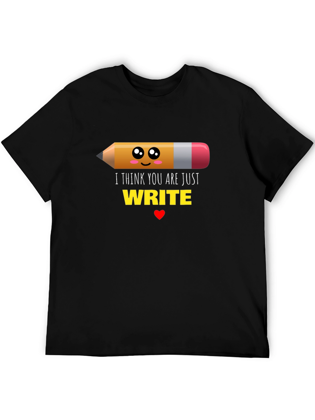 Cute Write Pencil Graphic Black T-Shirt