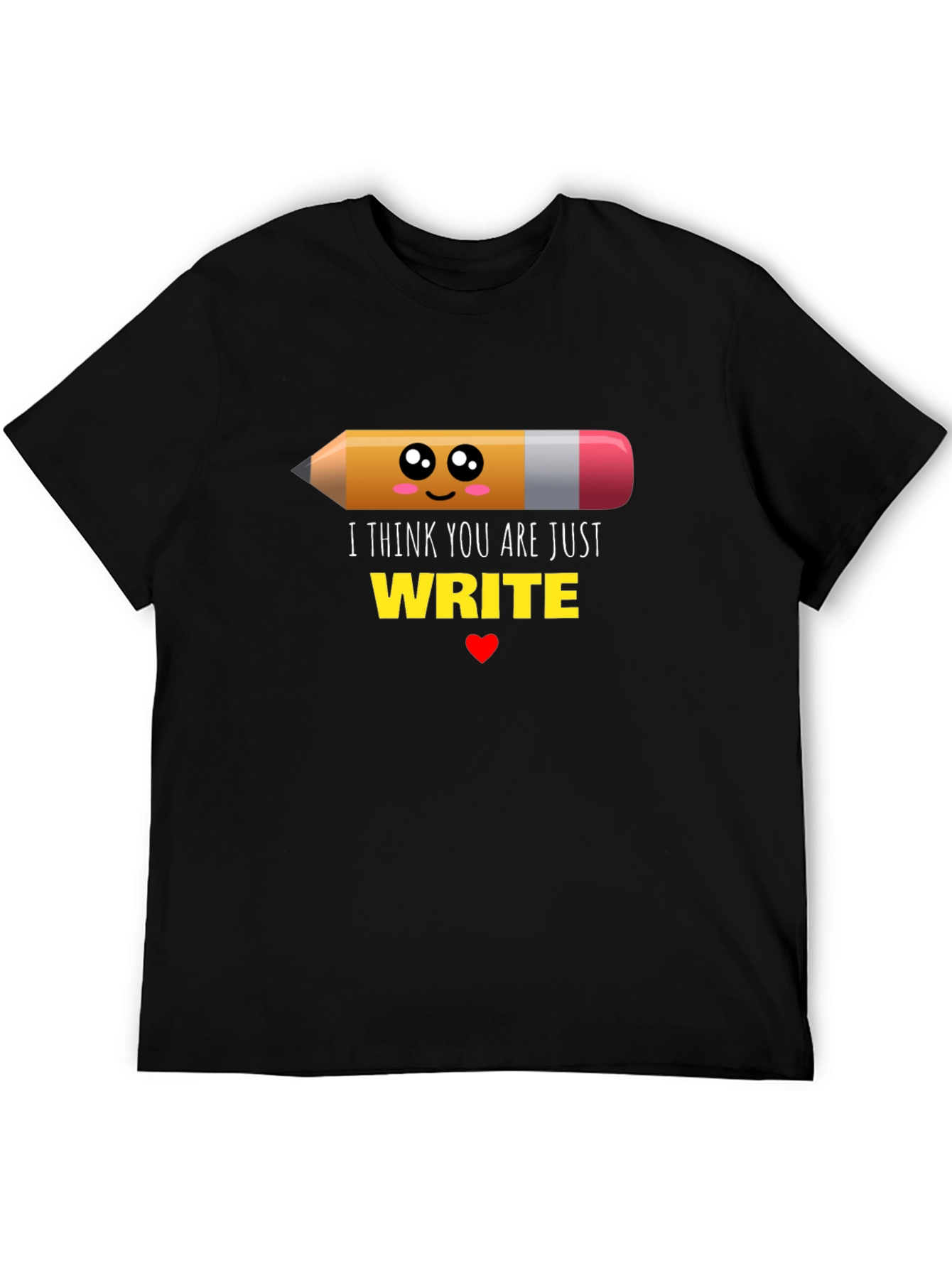 Cute Write Pencil Graphic Black T-Shirt