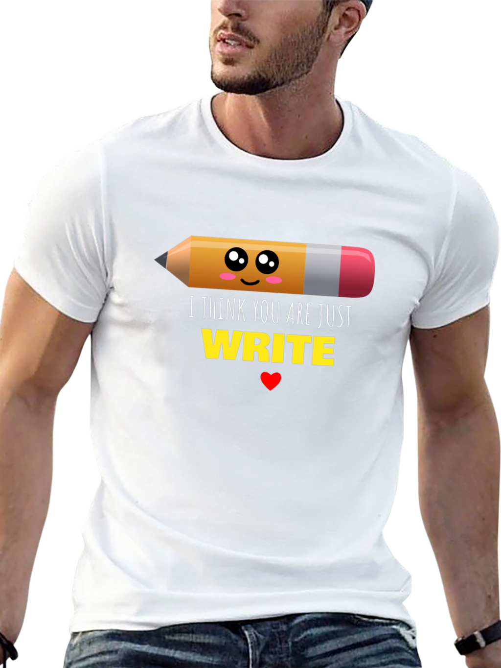 Cute Write Pencil Graphic Black T-Shirt