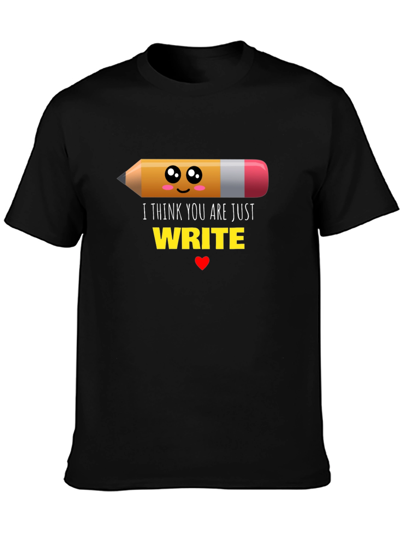 Cute Write Pencil Graphic Black T-Shirt