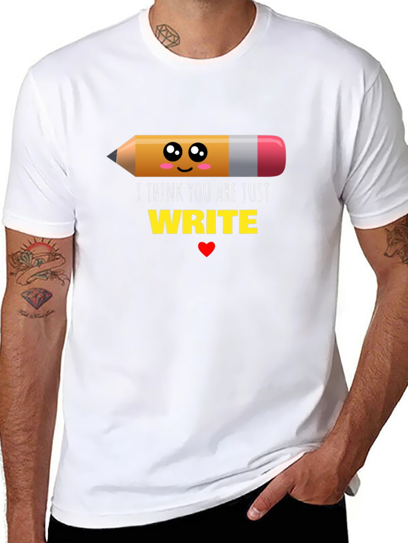Cute Write Pencil Graphic Black T-Shirt