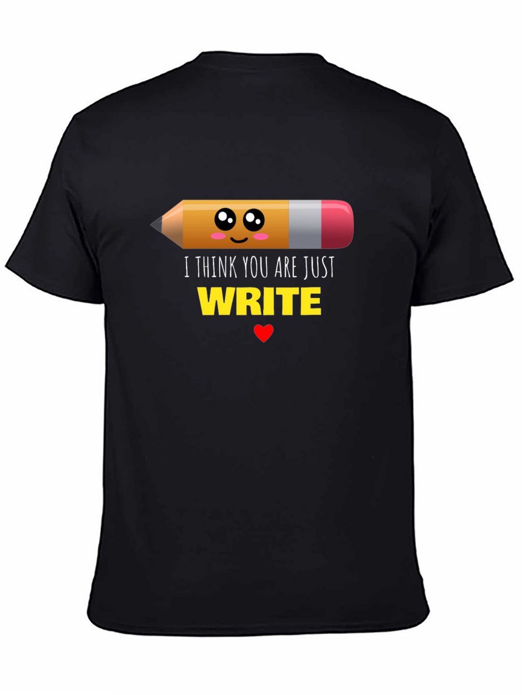Cute Write Pencil Graphic Black T-Shirt