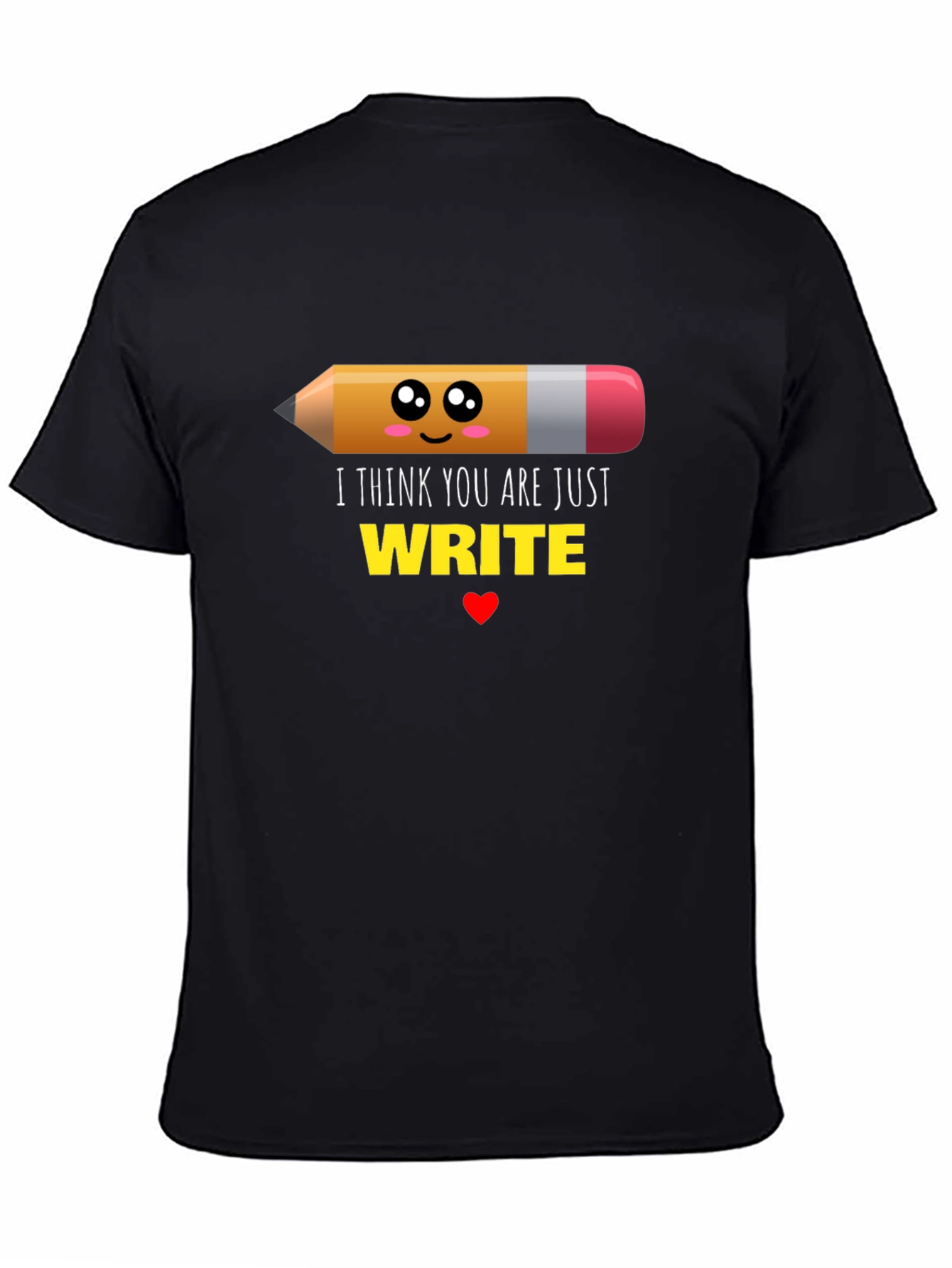 Cute Write Pencil Graphic Black T-Shirt