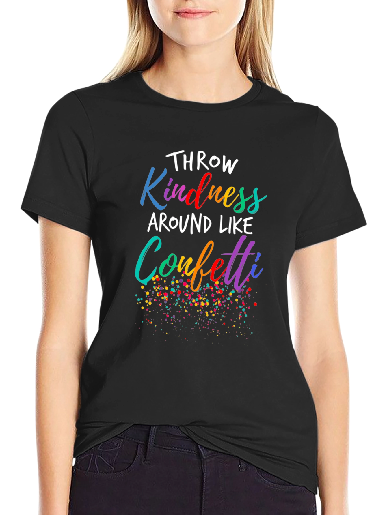 Kindness Confetti Black Tee - Spread Joy!