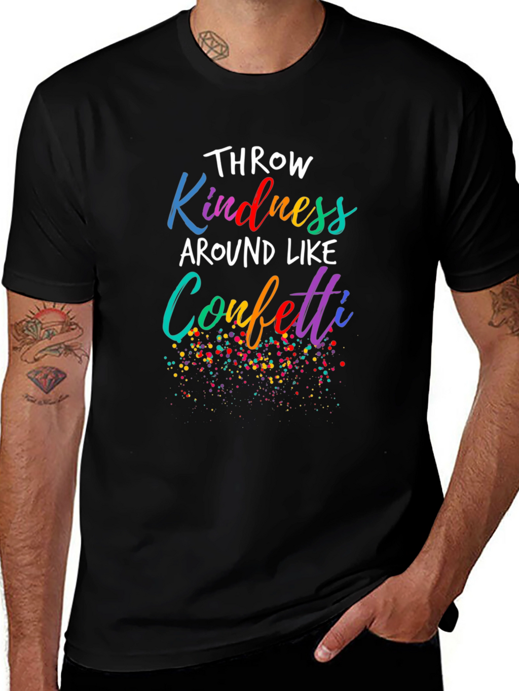 Kindness Confetti Black Tee - Spread Joy!