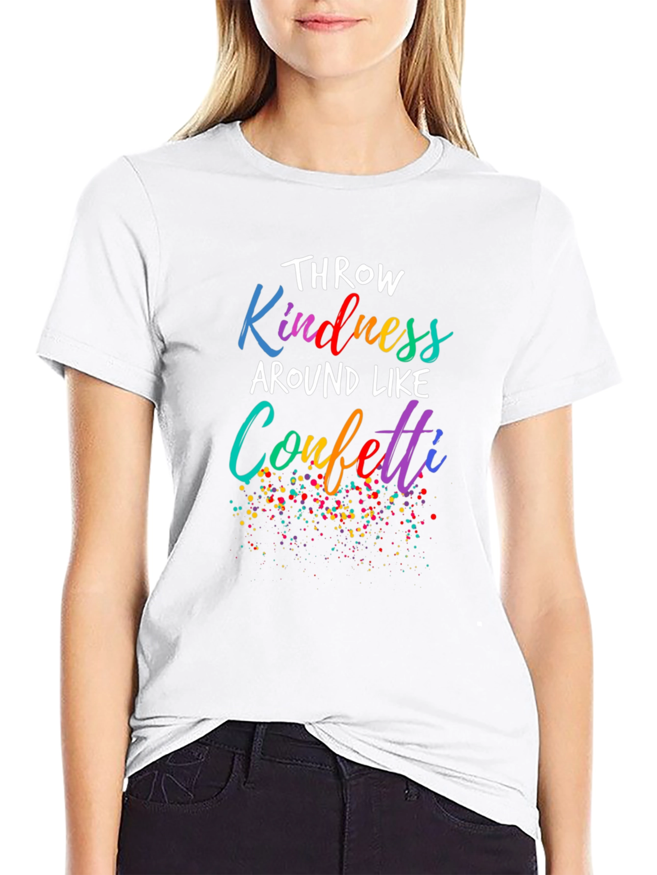 Kindness Confetti Black Tee - Spread Joy!
