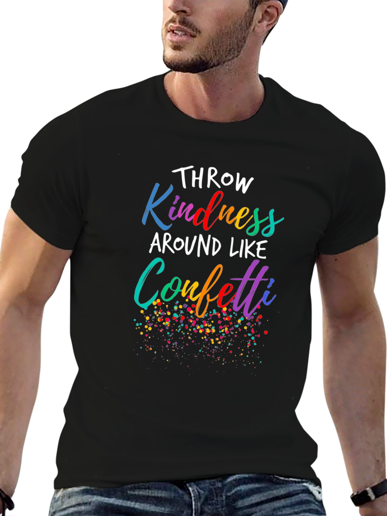 Kindness Confetti Black Tee - Spread Joy!
