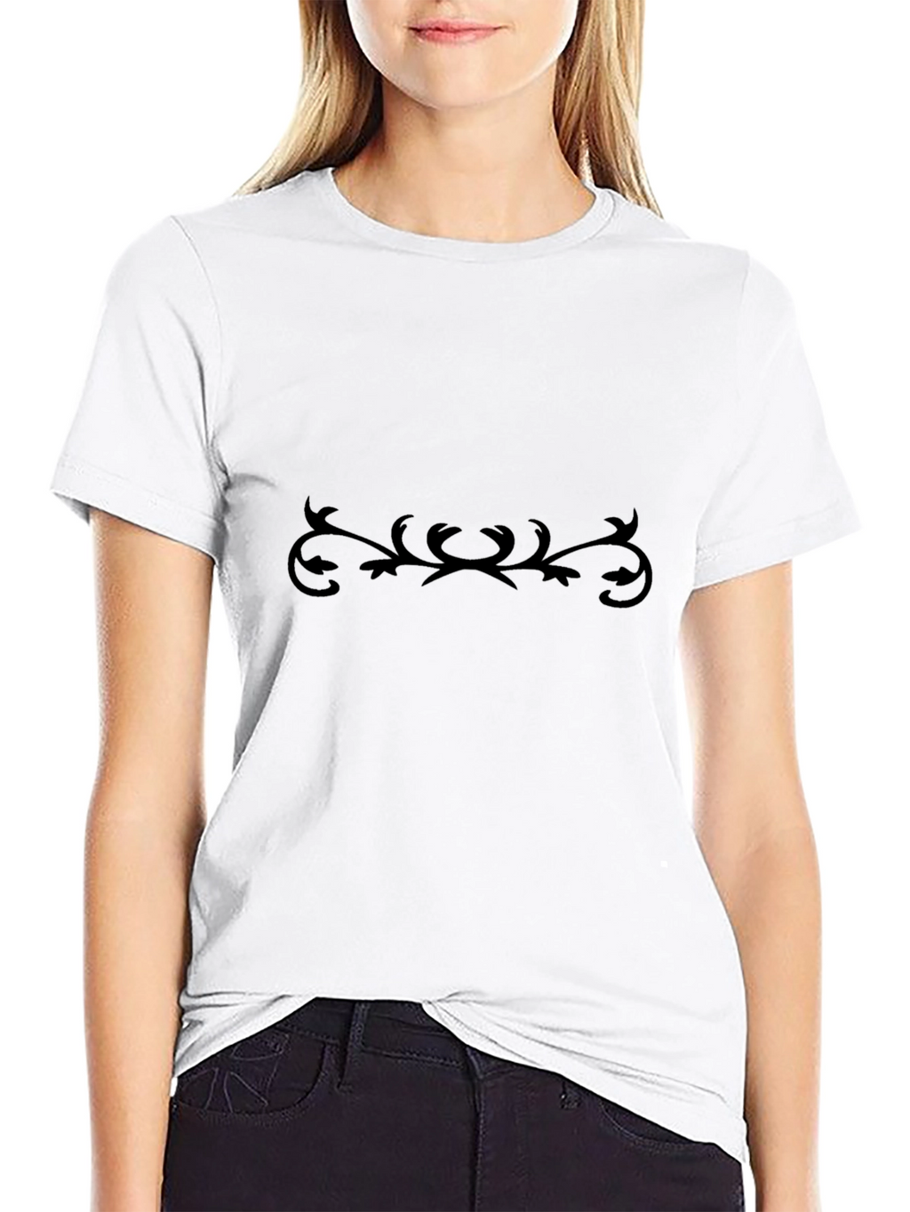 Mens Black Tee with Subtle Vine Design