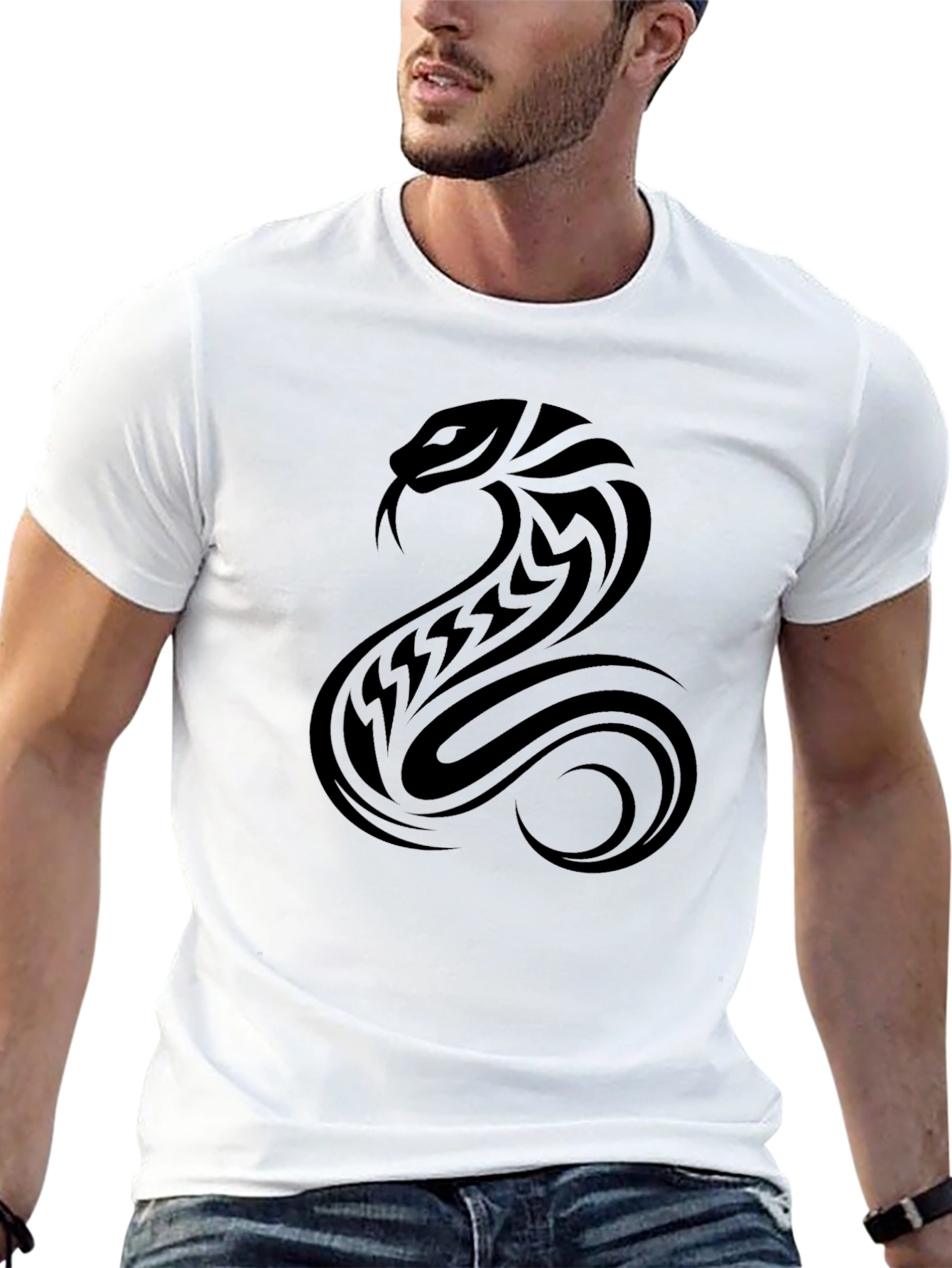 Tribal Cobra Graphic Tee - Black