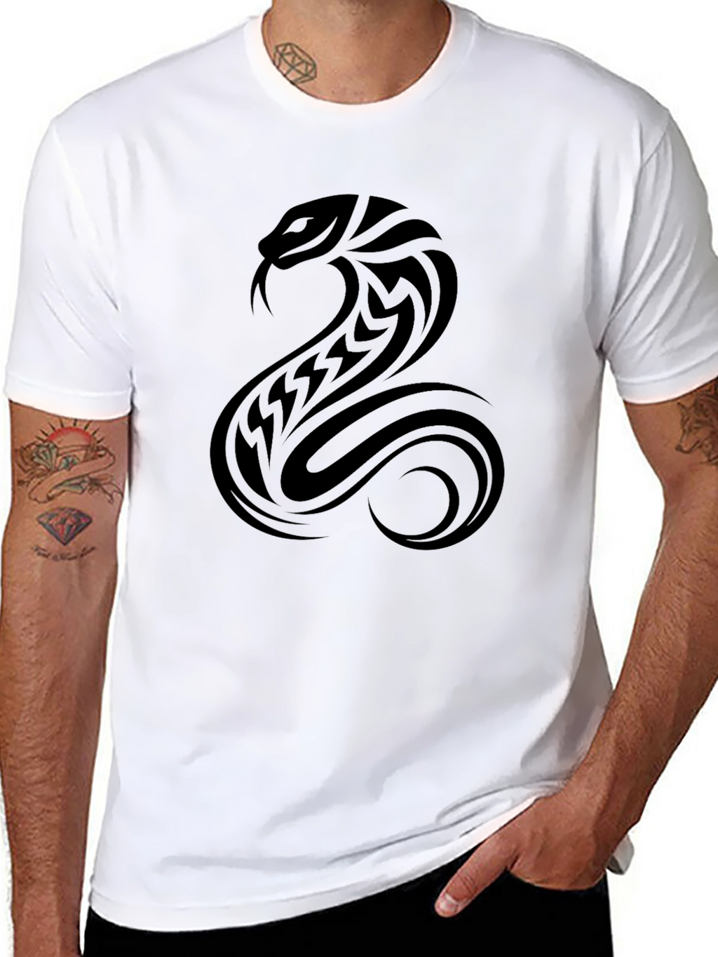 Tribal Cobra Graphic Tee - Black