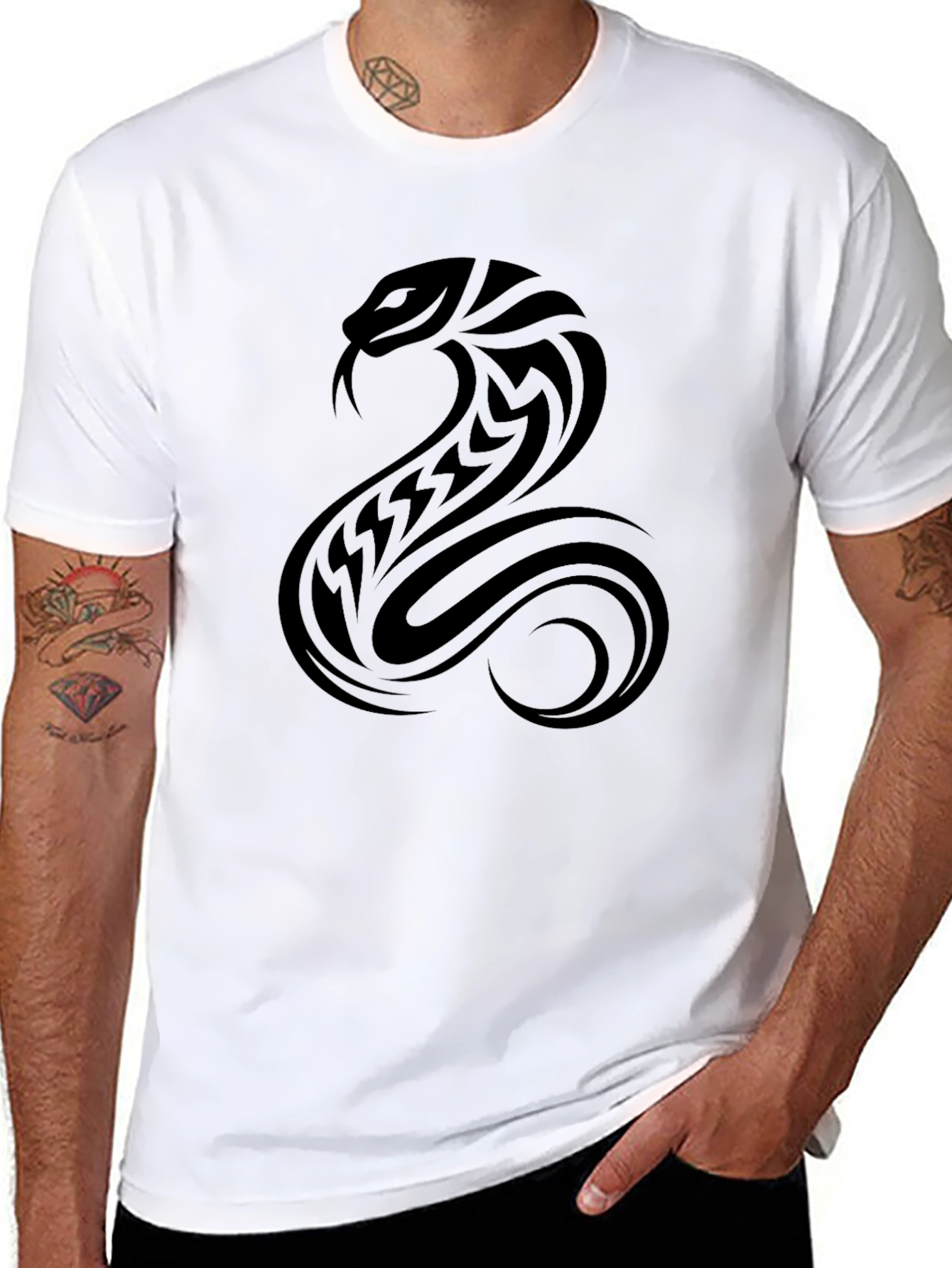 Tribal Cobra Graphic Tee - Black
