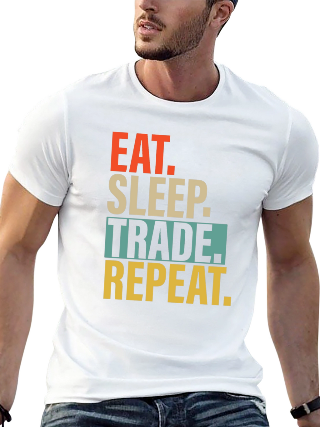 Eat Sleep Trade Repeat Graphic T-Shirt