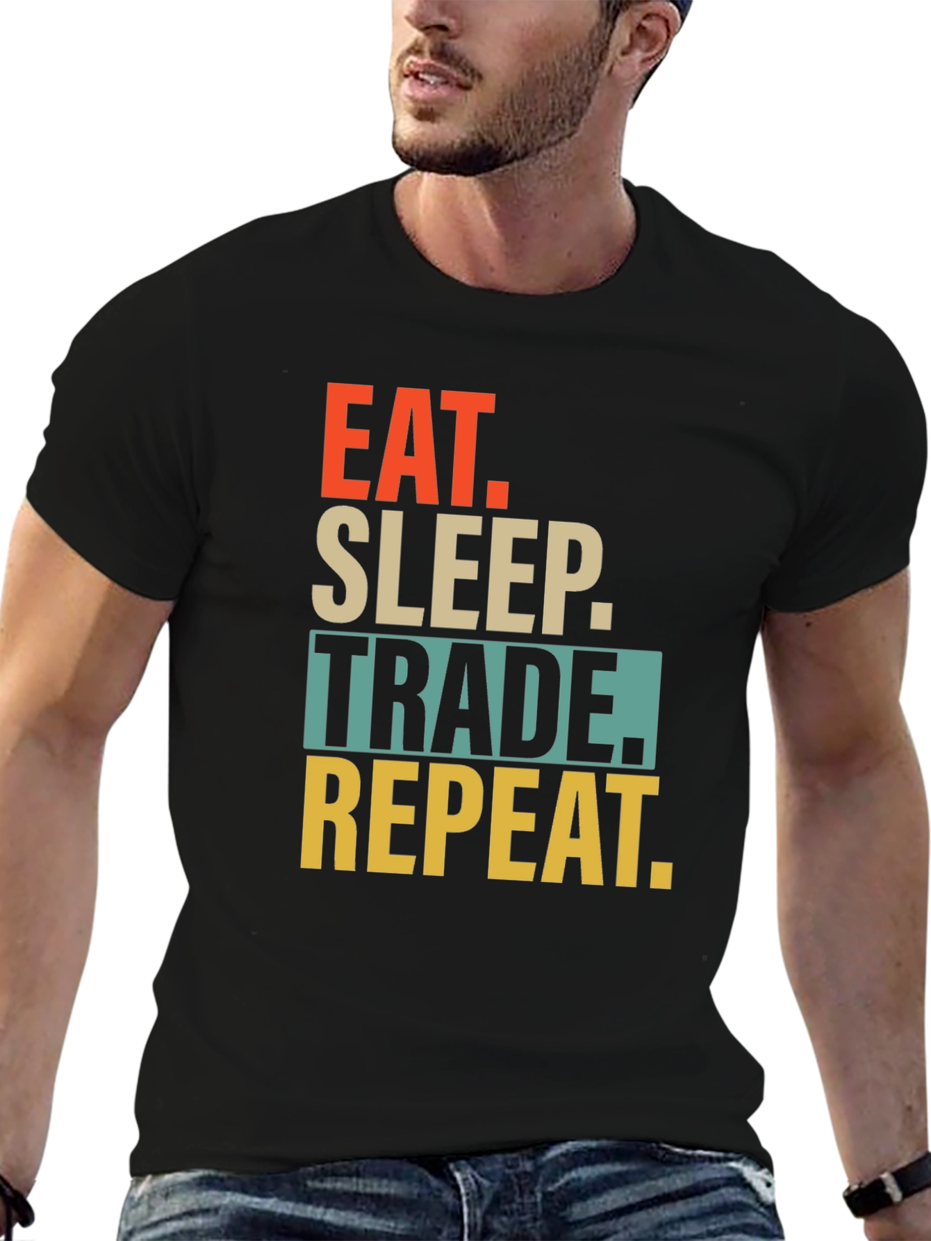 Eat Sleep Trade Repeat Graphic T-Shirt