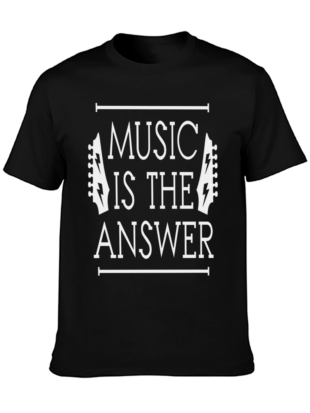 Music is the Answer Black Graphic Tee Shirt