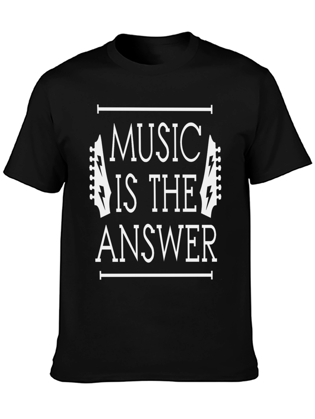 Music is the Answer Black Graphic Tee Shirt