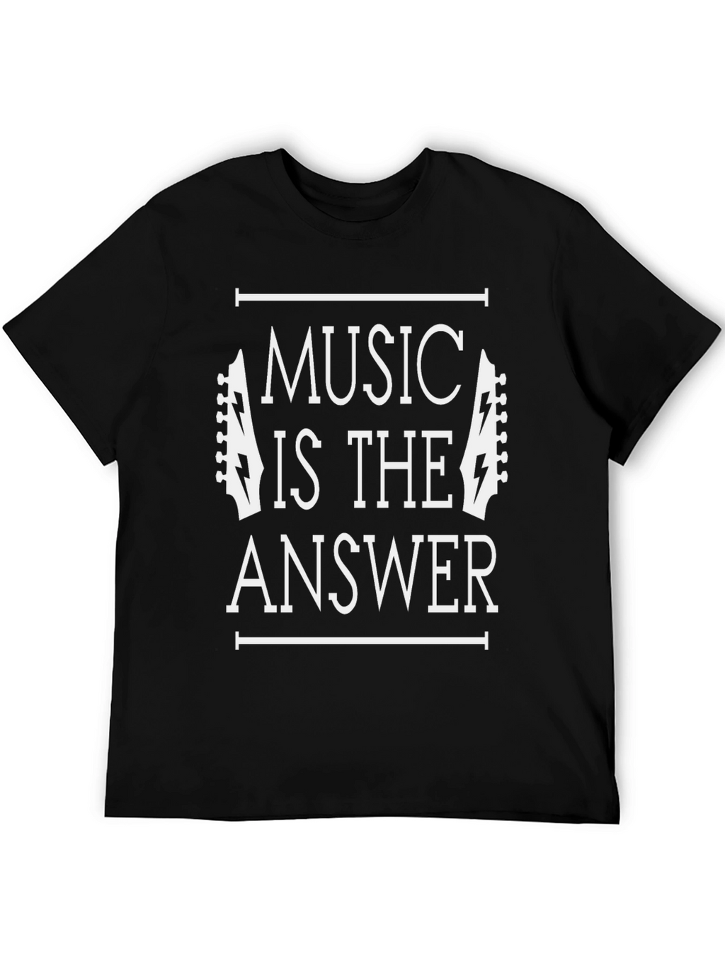 Music is the Answer Black Graphic Tee Shirt
