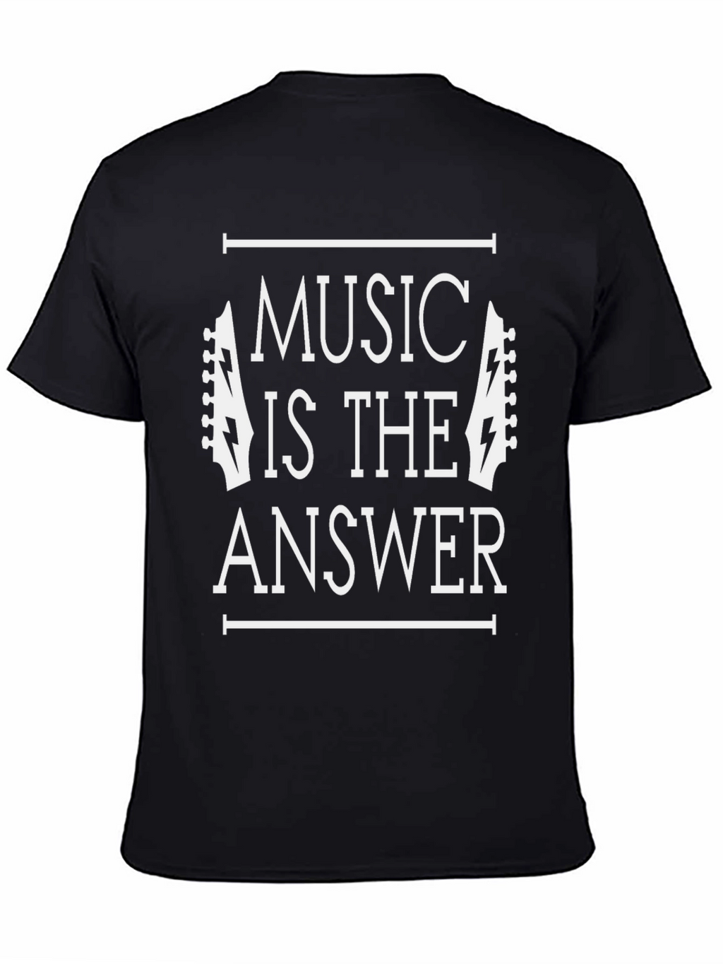 Music is the Answer Black Graphic Tee Shirt